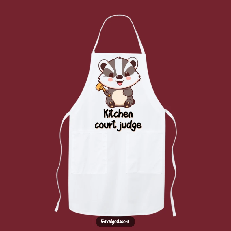 Funny Kawaii Badger Judge Apron: Cook with Courtroom Authority!