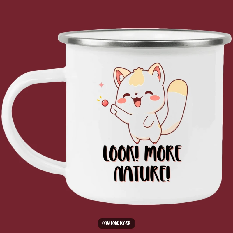 Funny Kawaii Animal Pointing Camping Mug: Adventure with Whimsical Discovery