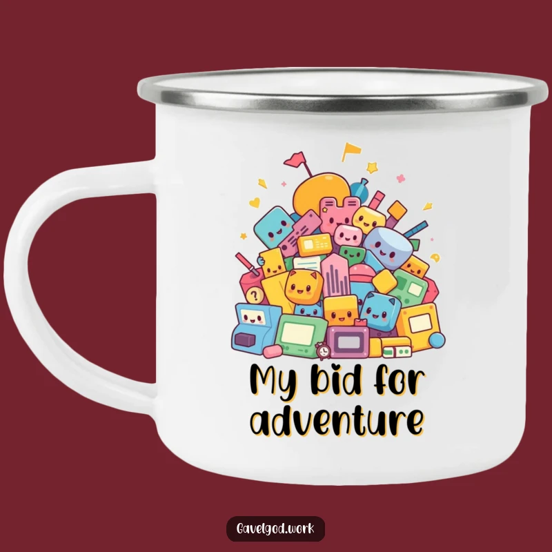 Funny Kawaii Auction Shapes Camping Mug: Adventure with Abstract Art and Humor