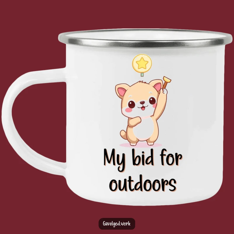 Funny Kawaii Animal Bidding Paddle Camping Mug: Adventure with Auction Flair