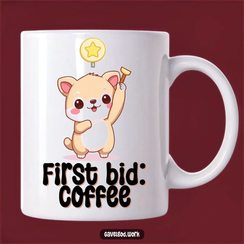 Funny Kawaii Animal Bidding Paddle Mug: Celebrate Auctions with Glowing Humor