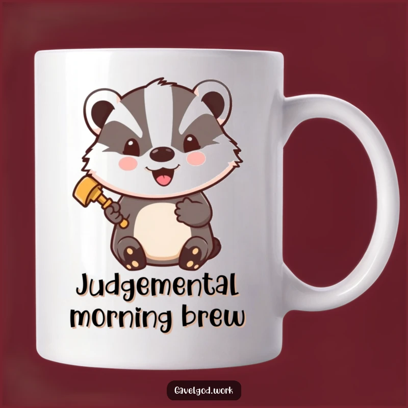 Funny Kawaii Badger Judge Mug: A Hilarious Gift for Legal Eagles!