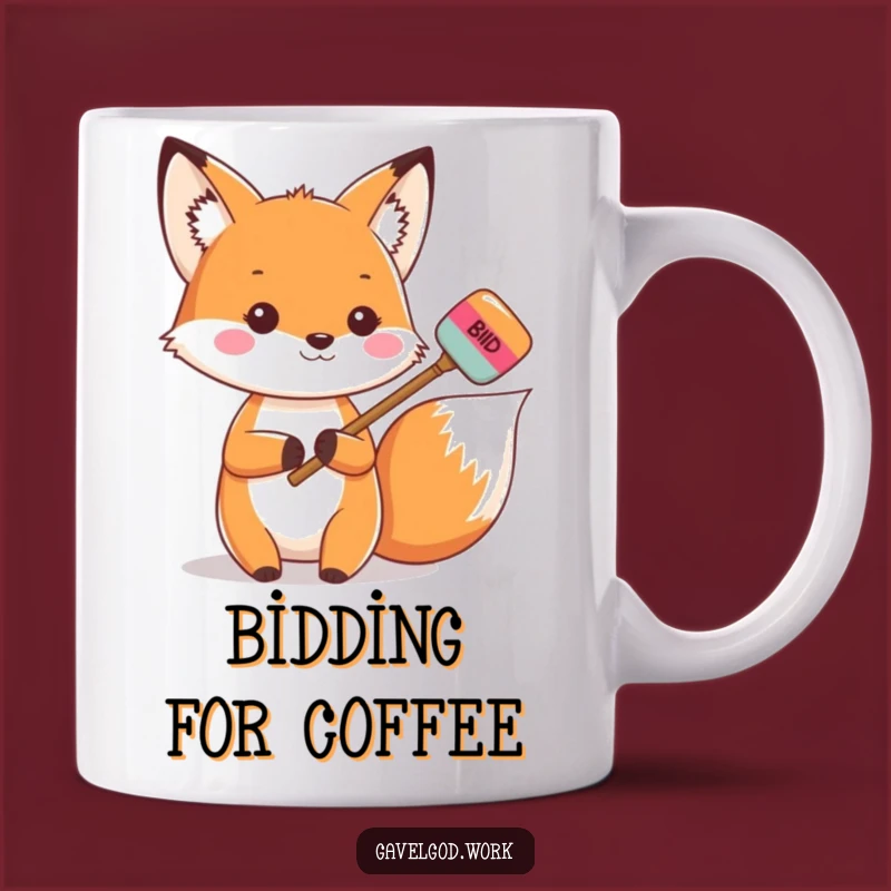 Funny Kawaii Fox Auction Mug: The Perfect Gift for Savvy Shoppers!