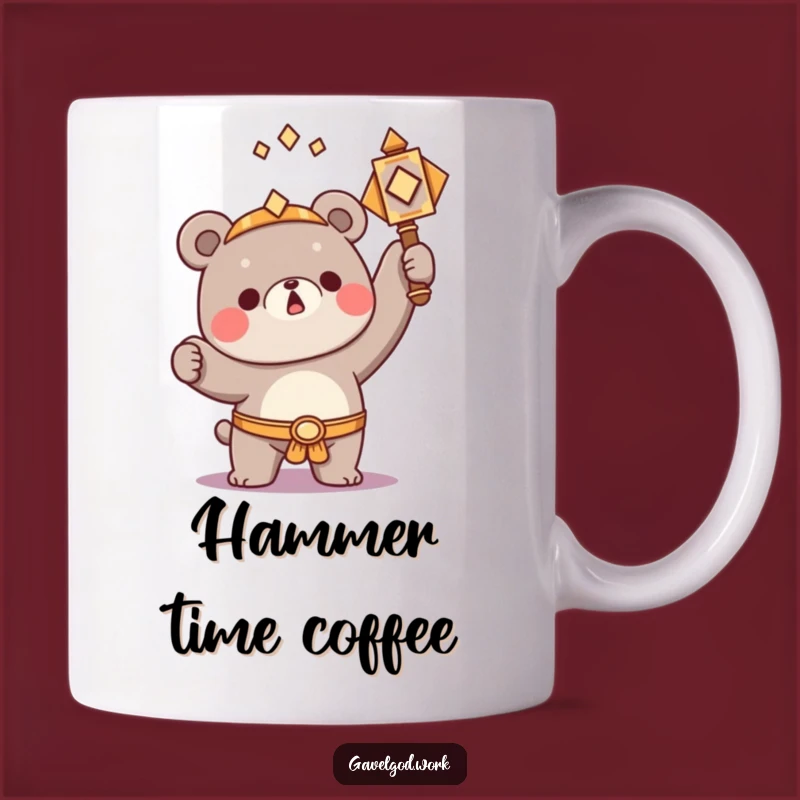 Funny Kawaii Bear Hammer Mug: Triumph and Humor Gift