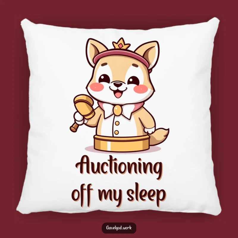 Funny Kawaii Auctioneer Pillow - Cozy Gavel Slamming Cushion Gift