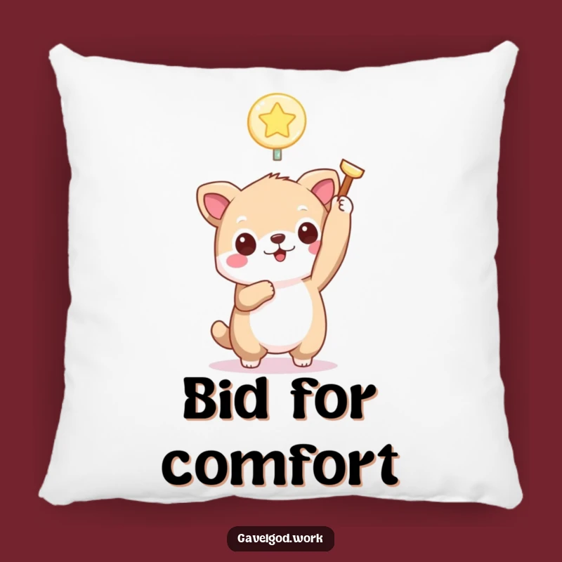 Funny Kawaii Animal Bidding Paddle Pillow: Cozy Up with Auction Victory
