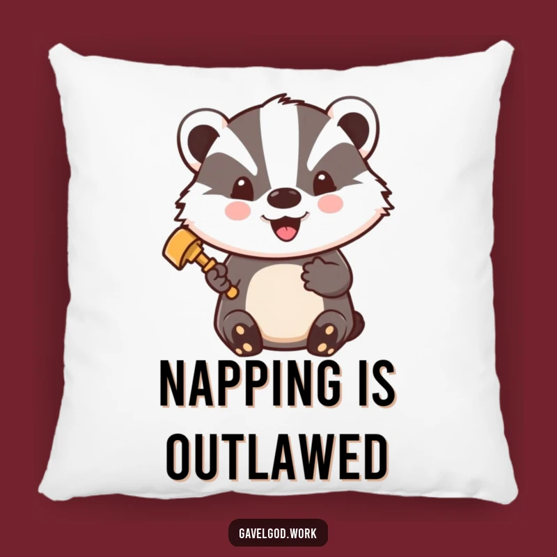Funny Kawaii Badger Judge Pillow: Cozy Up with Courtroom Comfort!