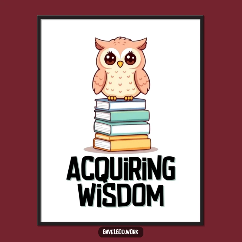 Funny Kawaii Owl Print: Wise Perch on Auction Lots, Art