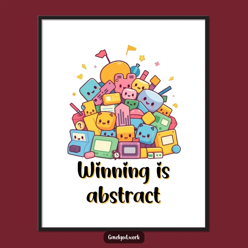 Funny Kawaii Auction Shapes Digital Art Print: Bring Abstract Humor to Your Walls