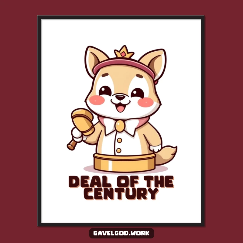 Funny Kawaii Auctioneer Digital Art - Instant Gavel Slam Download Gift