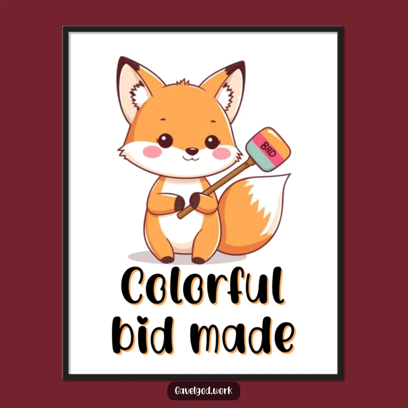 Funny Kawaii Fox Auction Digital Art: Instant Savvy for Your Walls!