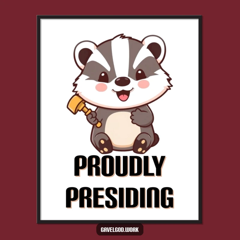 Funny Kawaii Badger Judge Digital Art: Instant Authority for Your Walls!
