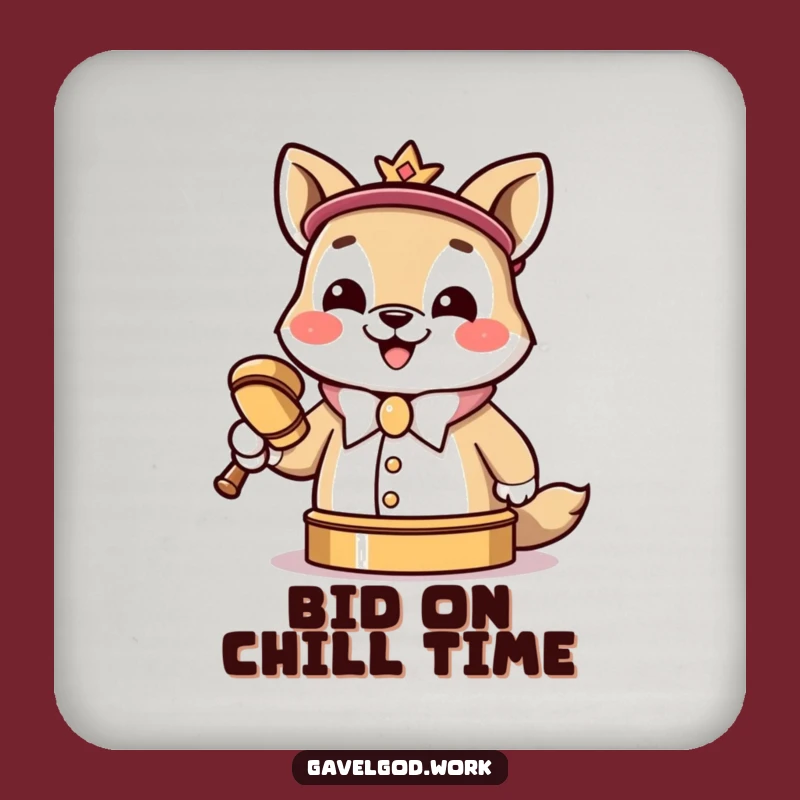 Funny Kawaii Auctioneer Coaster - Gavel Slam Table Protector Gift