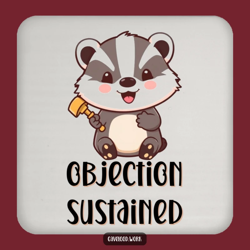 Funny Kawaii Badger Judge Drink Coaster: Protect Surfaces with Authority!