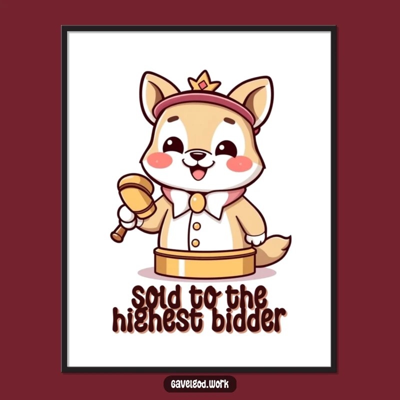Funny Kawaii Auctioneer Poster - Tiny Gavel Wall Art Gift