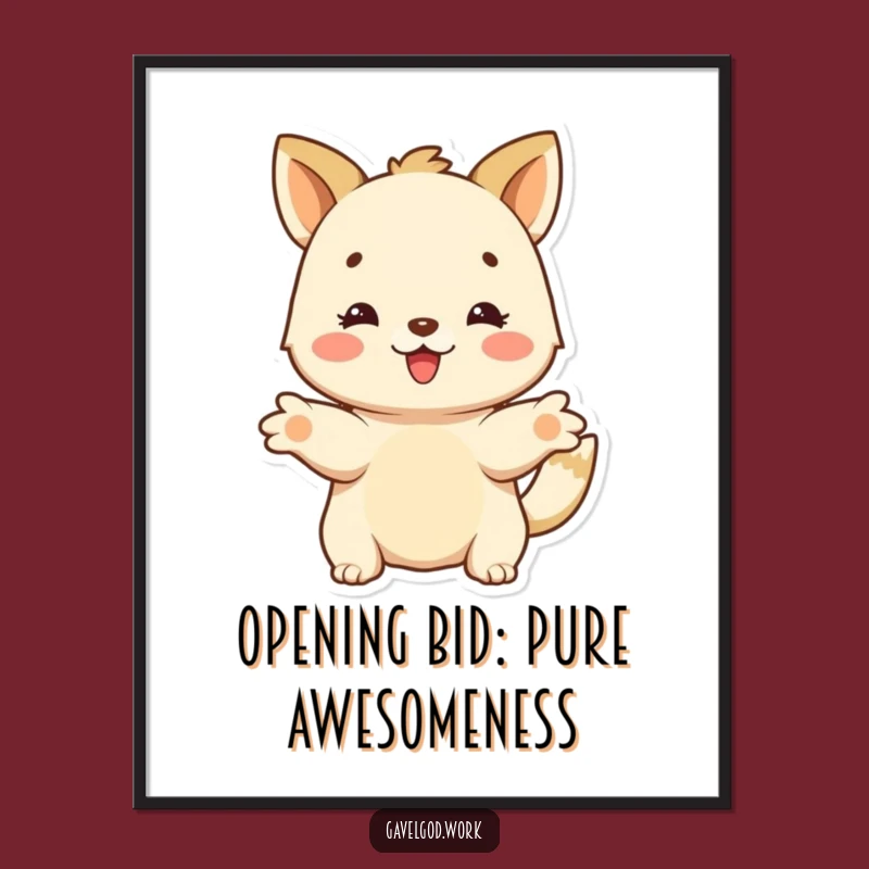 Funny Free Printable Wall Art: Animal Offering Bid for Unique Downloadable Decor