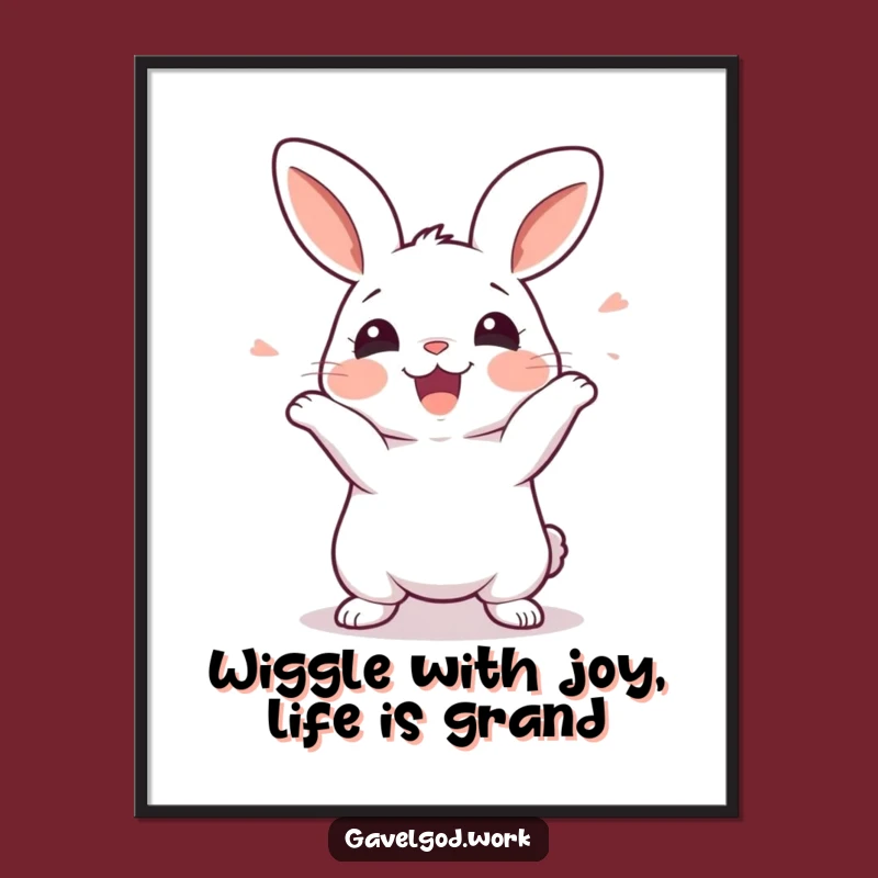 Free Printable Kawaii Rabbit Art: Wiggly Excitement, Funny Downloadable Decor!