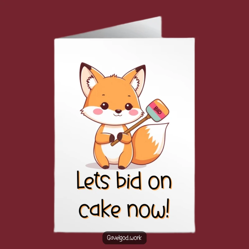 Free Printable Kawaii Fox Birthday Card: Auction Fox Downloadable Gift