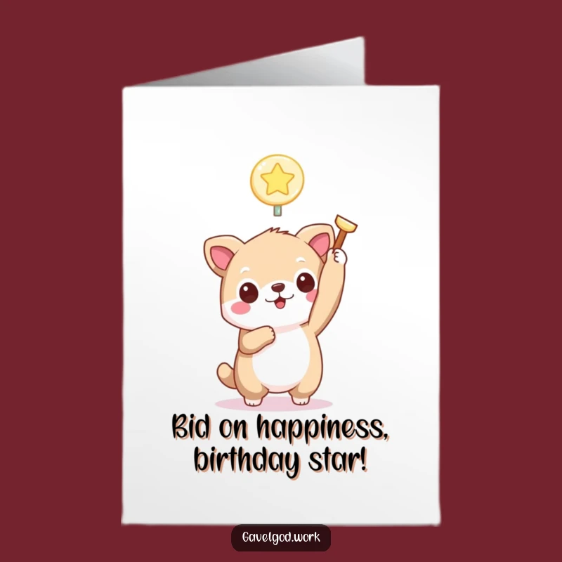 Funny Free Printable Birthday Card: Kawaii Animal Auctions a Happy Birthday!