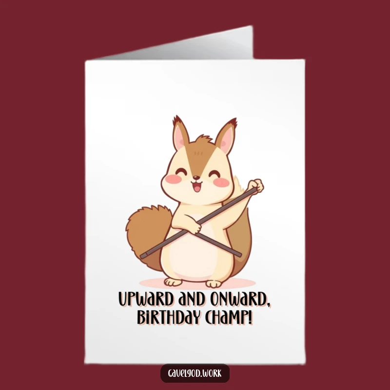 Free Printable Funny Squirrel Birthday Card: Kawaii Pal Points Up, DIY Downloadable Joy!