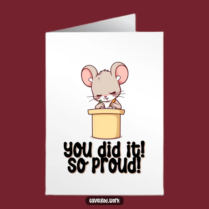 Free Printable Congrats Card: Kawaii Mouse Scribbling - Witty DIY Downloadable