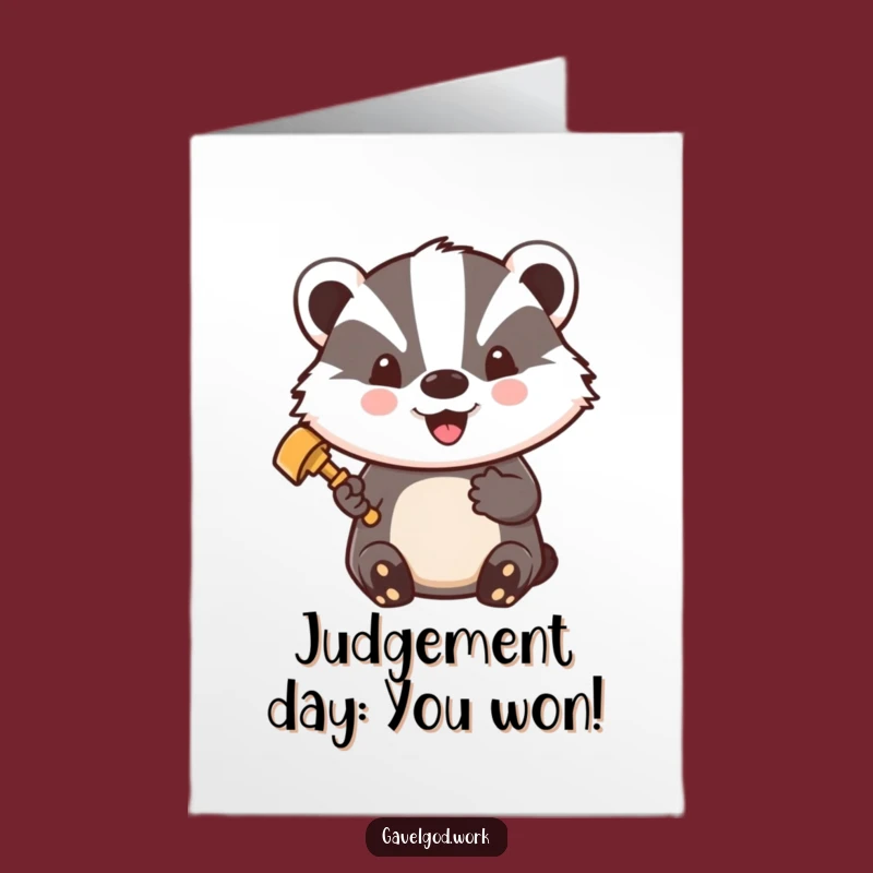 Free Printable Kawaii Badger Congrats Card: Proud Judge Badger Downloadable Gift