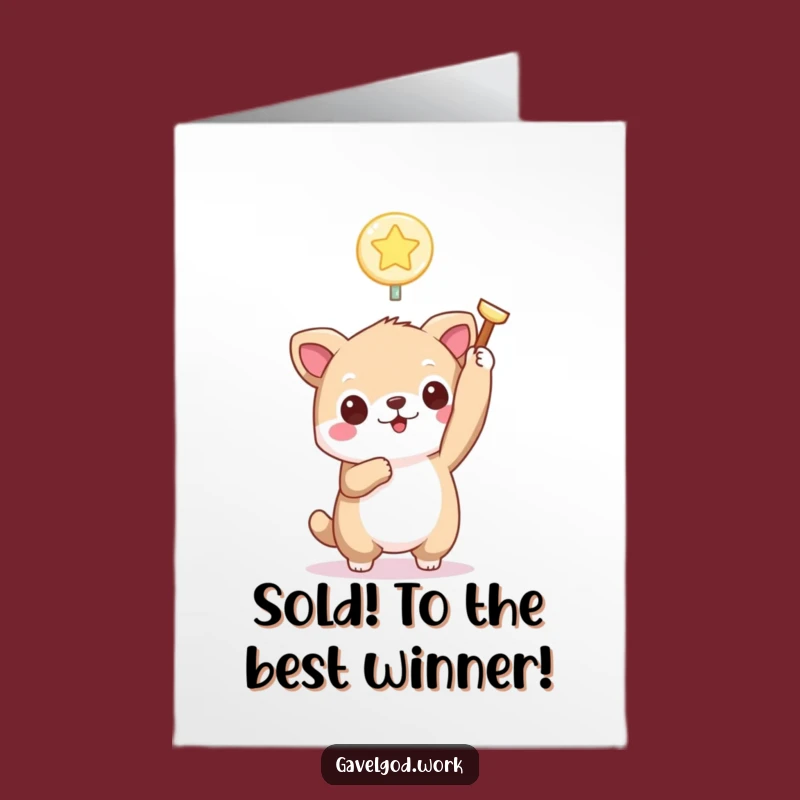 Kawaii Animal: Free Printable Congratulations Card for Winning Bids!