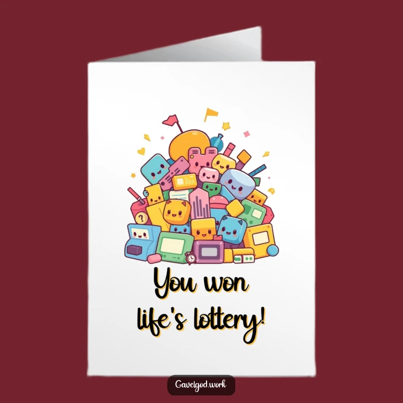 Kawaii Auction Shapes: Free Printable Congratulations Card for Big Wins!