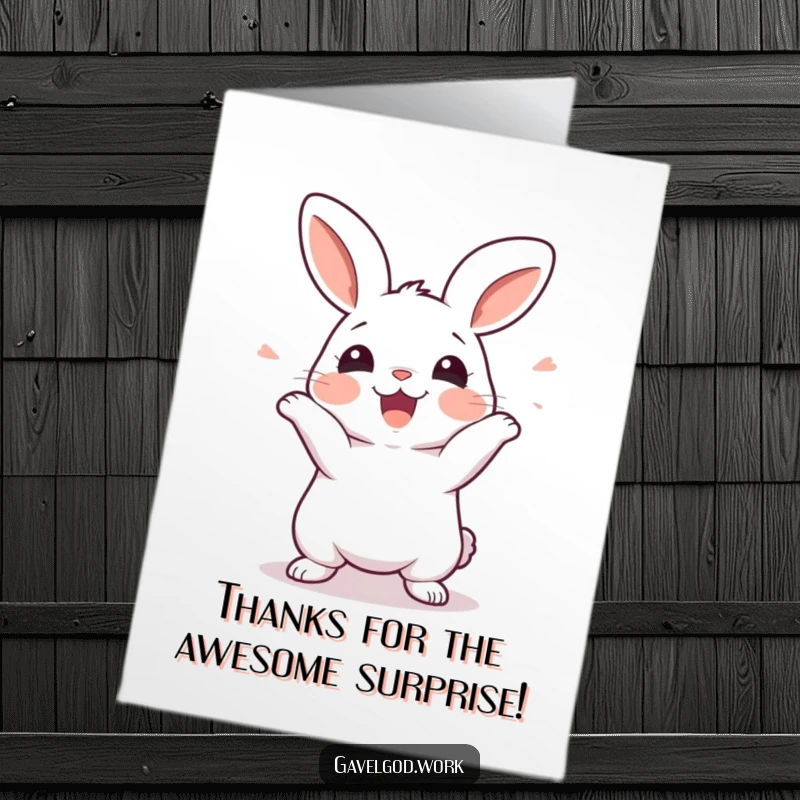 Funny Free Printable Thank You Card: Kawaii rabbit wiggling with immense gratitude for your kindness!