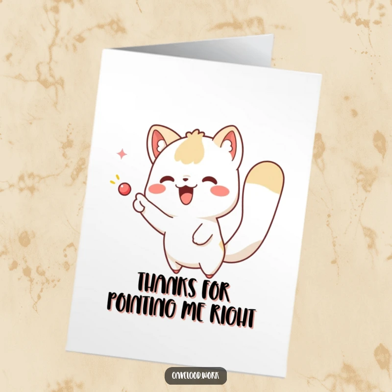 Funny Free Printable Thank You Card: A kawaii animal gleefully pointing towards something wonderful.