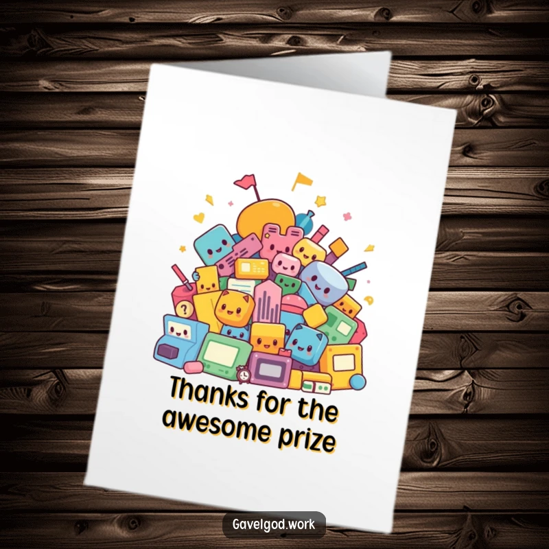 Kawaii abstract shapes forming a pile, perfect for a funny free printable thank you card.