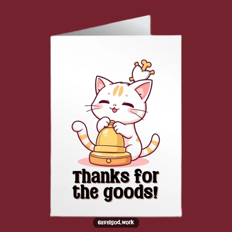 Free Printable Kawaii Cat Thank You Card: Playful Bell Funny Downloadable Gift!