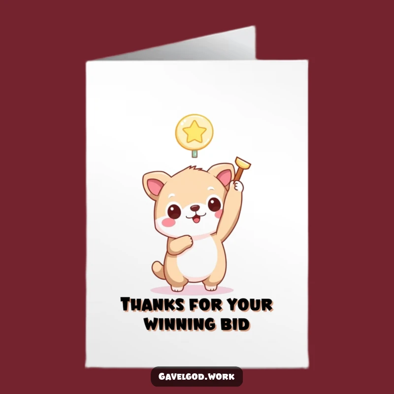 Free Printable Thank You Card: Kawaii Animal Thanks You with a Bid!