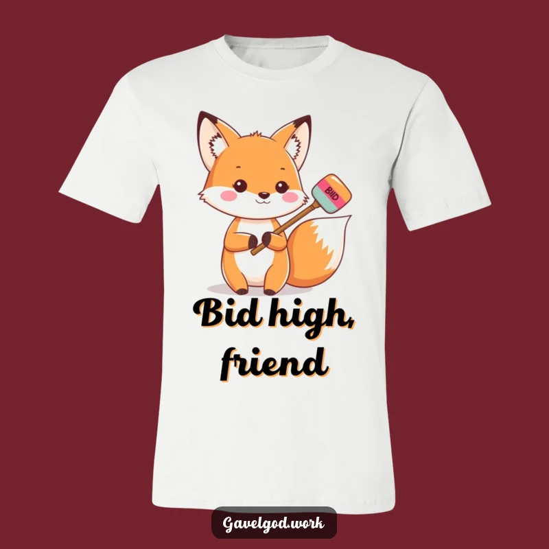 Funny Kawaii Fox Auction T-Shirt: Show Your Winning Bid Style!