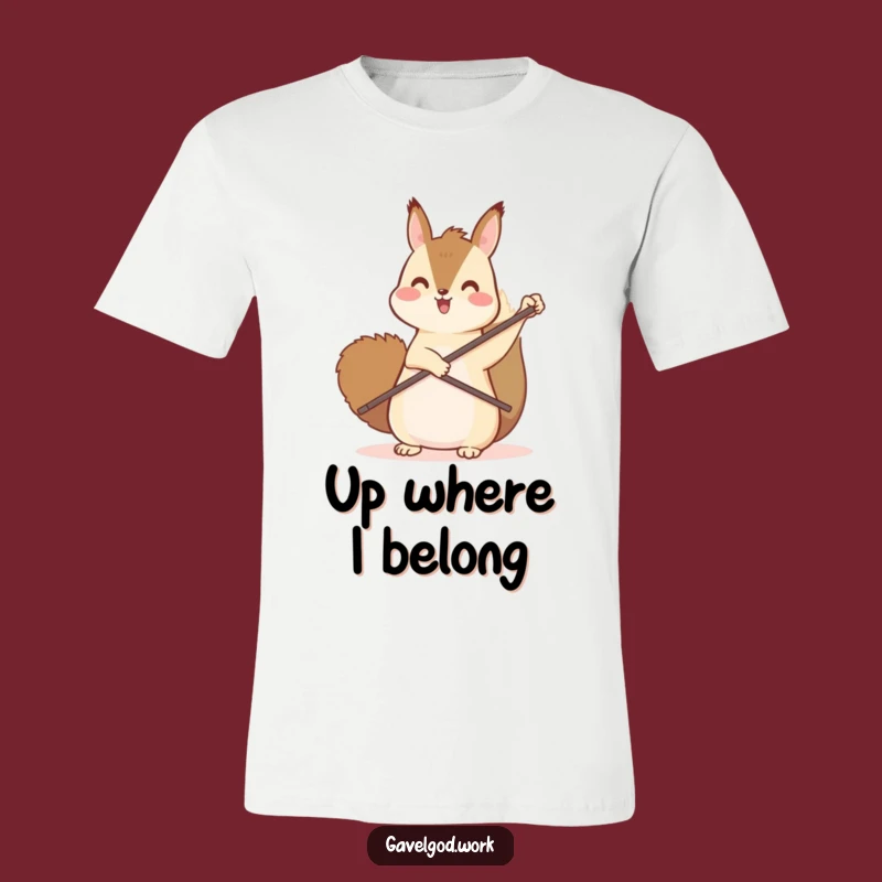 Funny Kawaii Squirrel T-Shirt: Enthusiastic Paddle Pointing High, Hilarious Gift