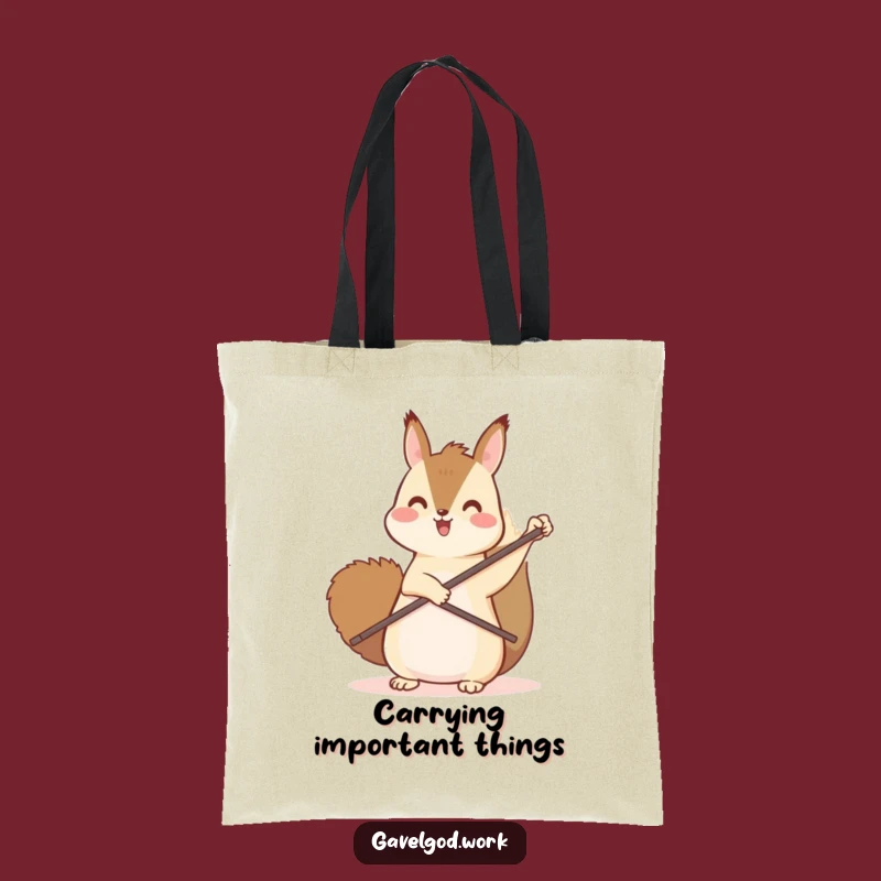 Funny Kawaii Squirrel Tote: Carry Your Day with This Upward Pointing Paddle Bag